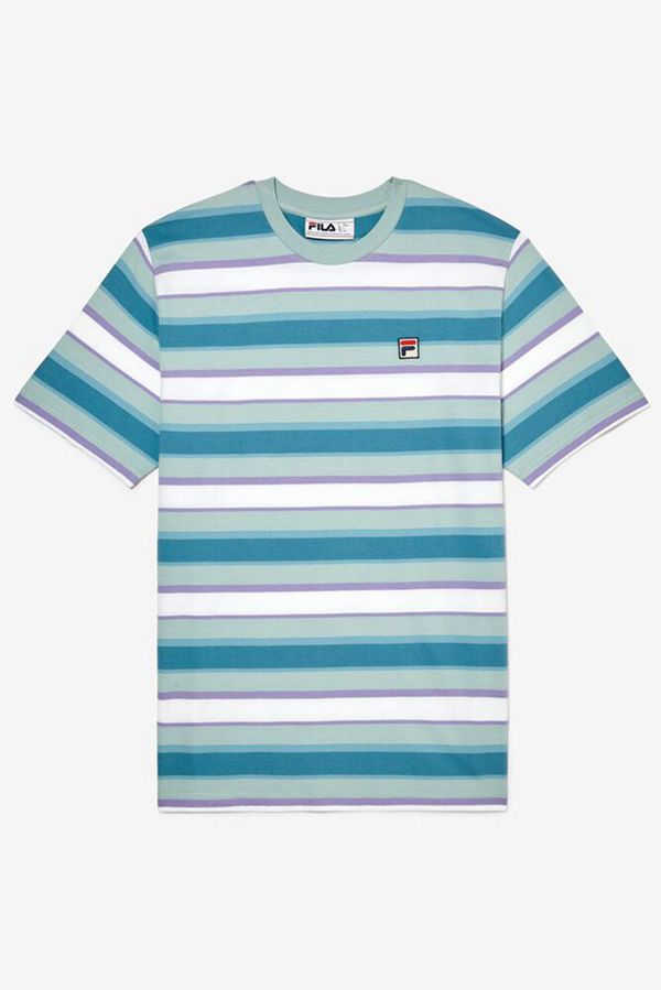 Fila Pietersite Striped Men's Tee - Blue/White,NZ 796-51976